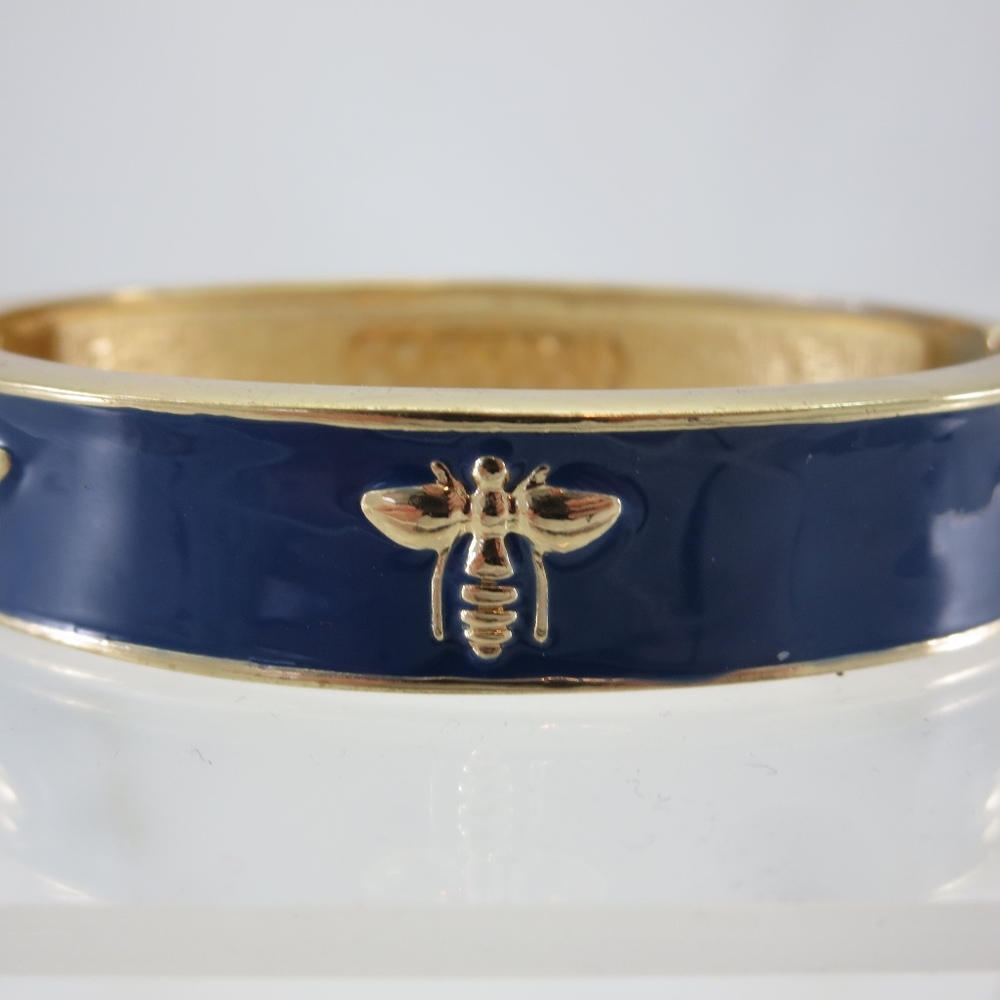 Enamel Bee Clamper Bracelet - Blue Bangle Fornash